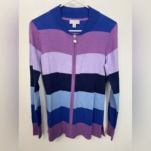 Sport Savvy NWOT Striped Zip Cardigan in Purple & Blue